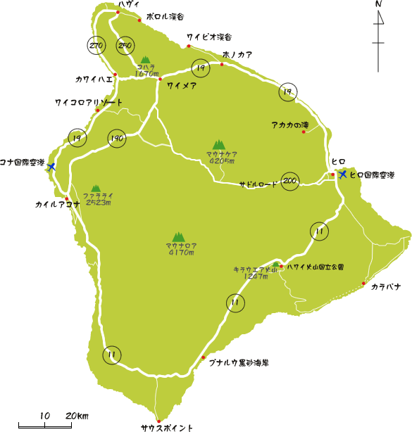 ハワイ島の地図