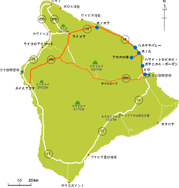 ハワイ島の地図