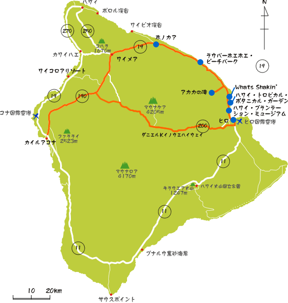 ハワイ島の地図