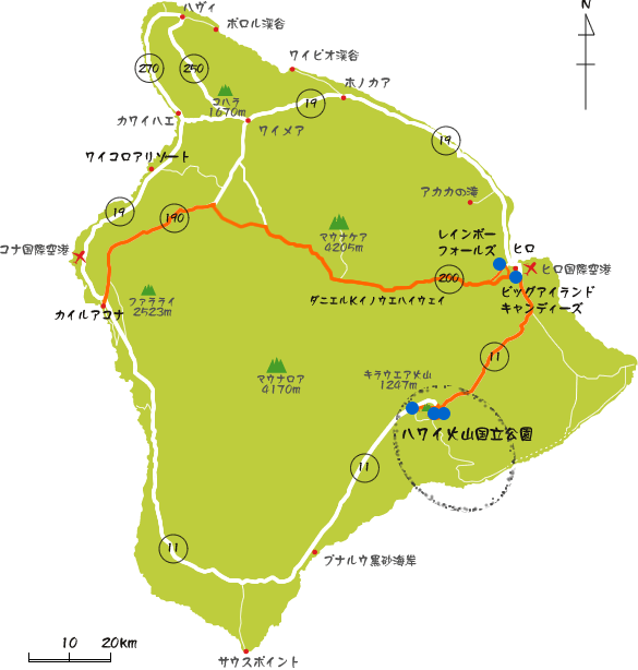 ハワイ島の地図