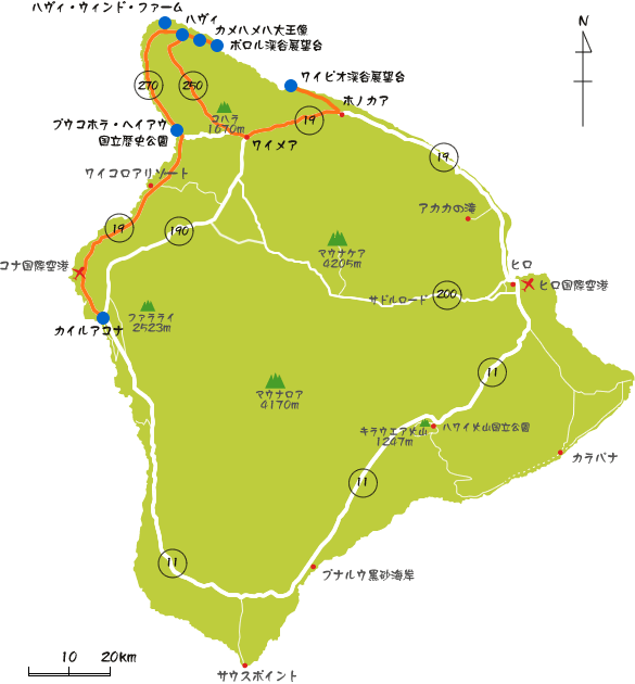 ハワイ島の地図